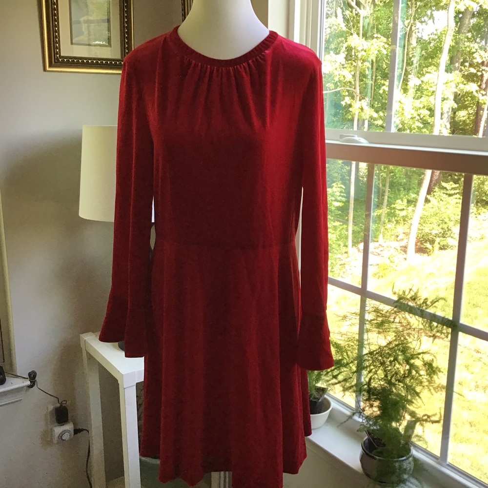 Dress Large Red Poinsettia, Velvet Stretch NWT